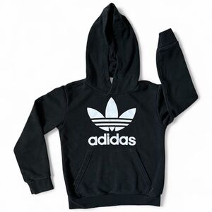 Boys Adidas Black White Hoodie - XS